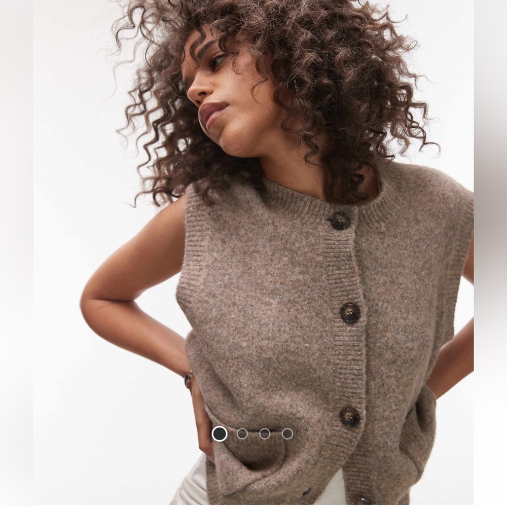 Topshop knit oversized crew pocket vest